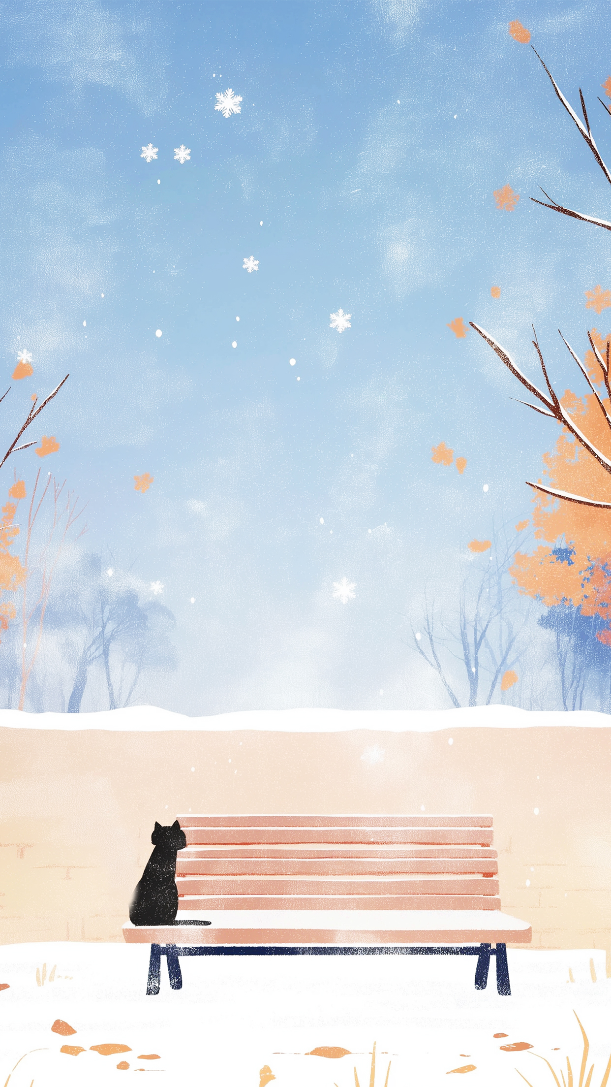 Winter Park Long Bridge Little Black Cat Background