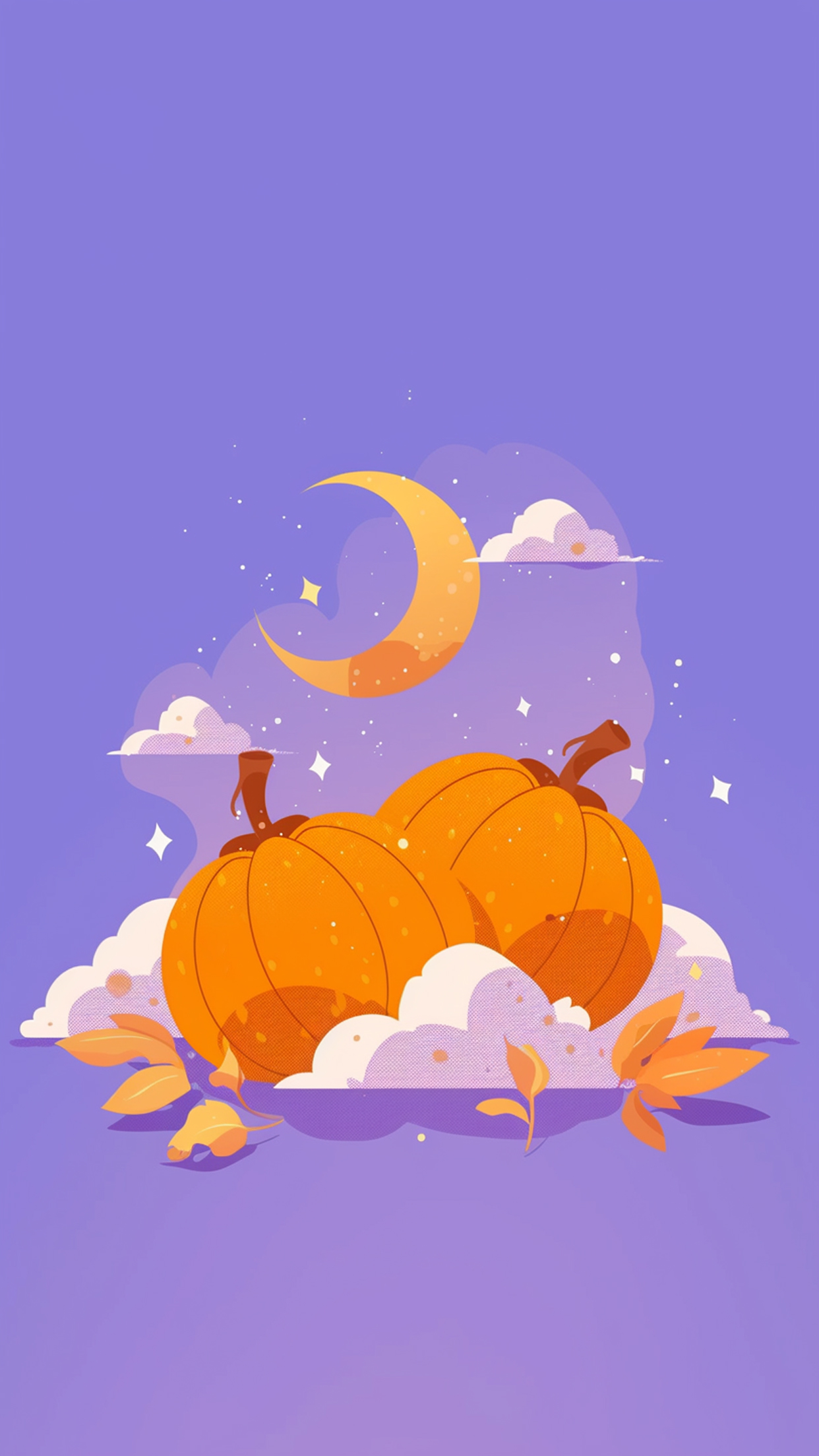 Night pumpkin purple minimalist background