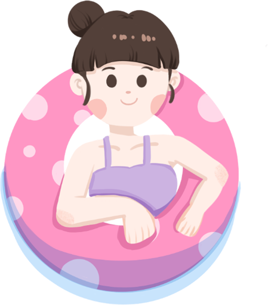 The little girl swimming