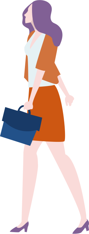 Purple-haired girl / handbag