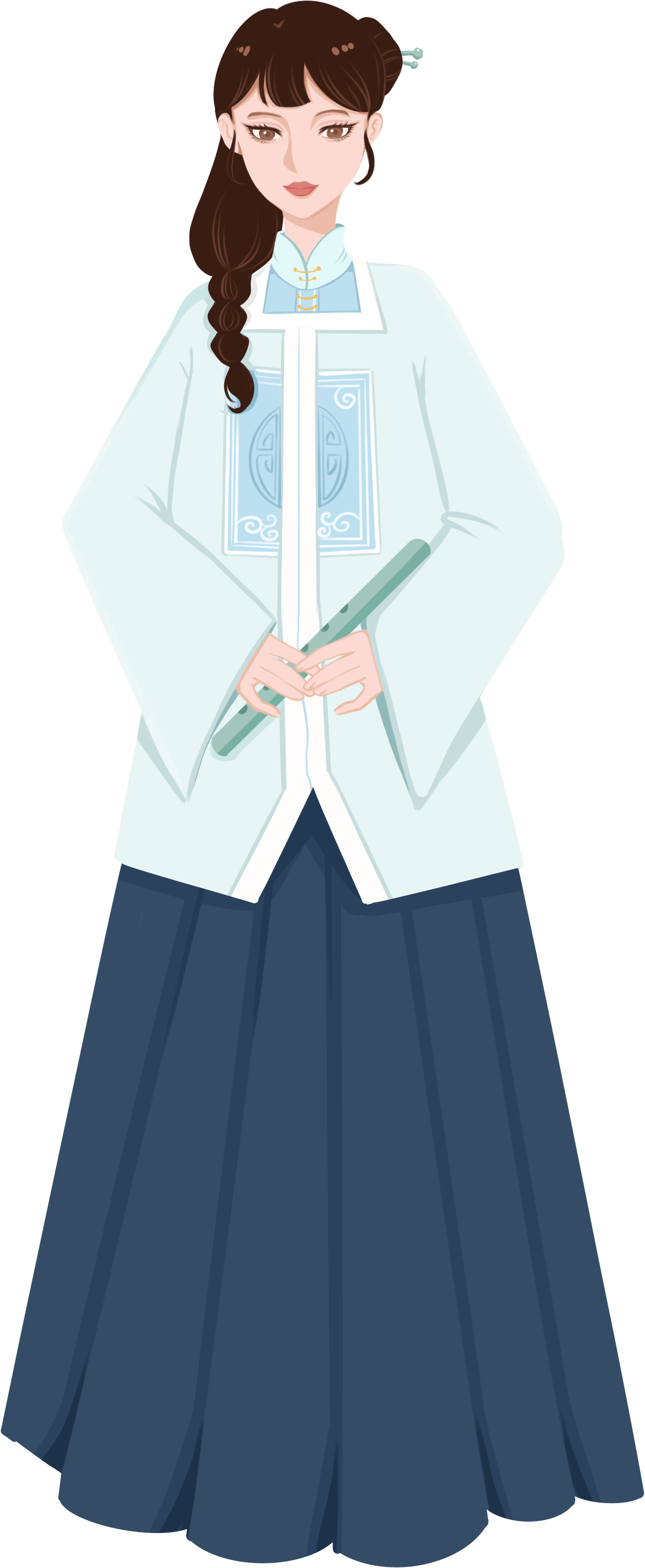 Girl in blue clothes