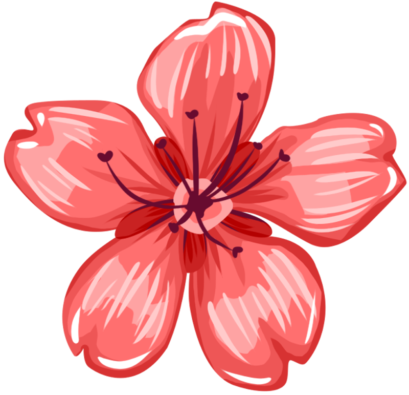 Hand-painted seasonal red flowers