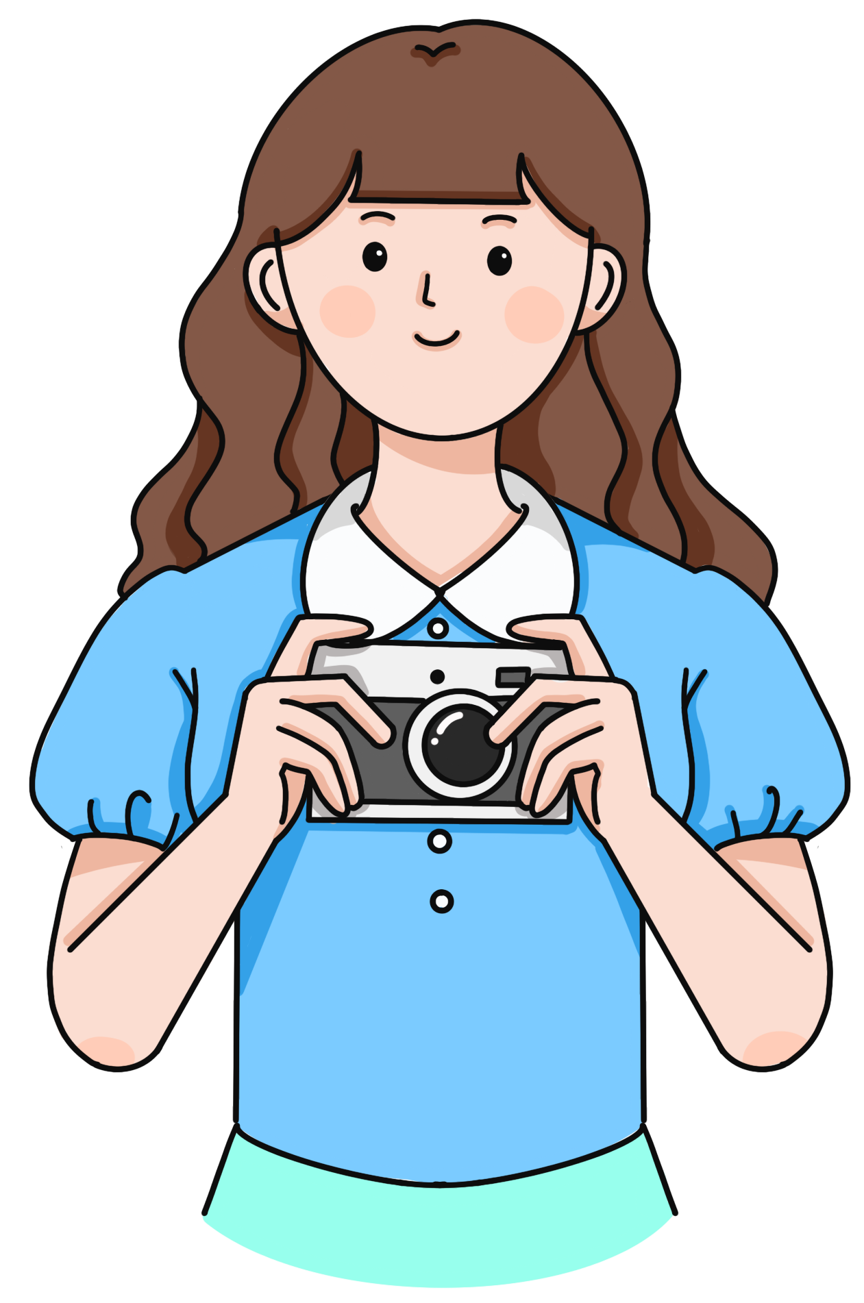 Girl with long hair taking a photo