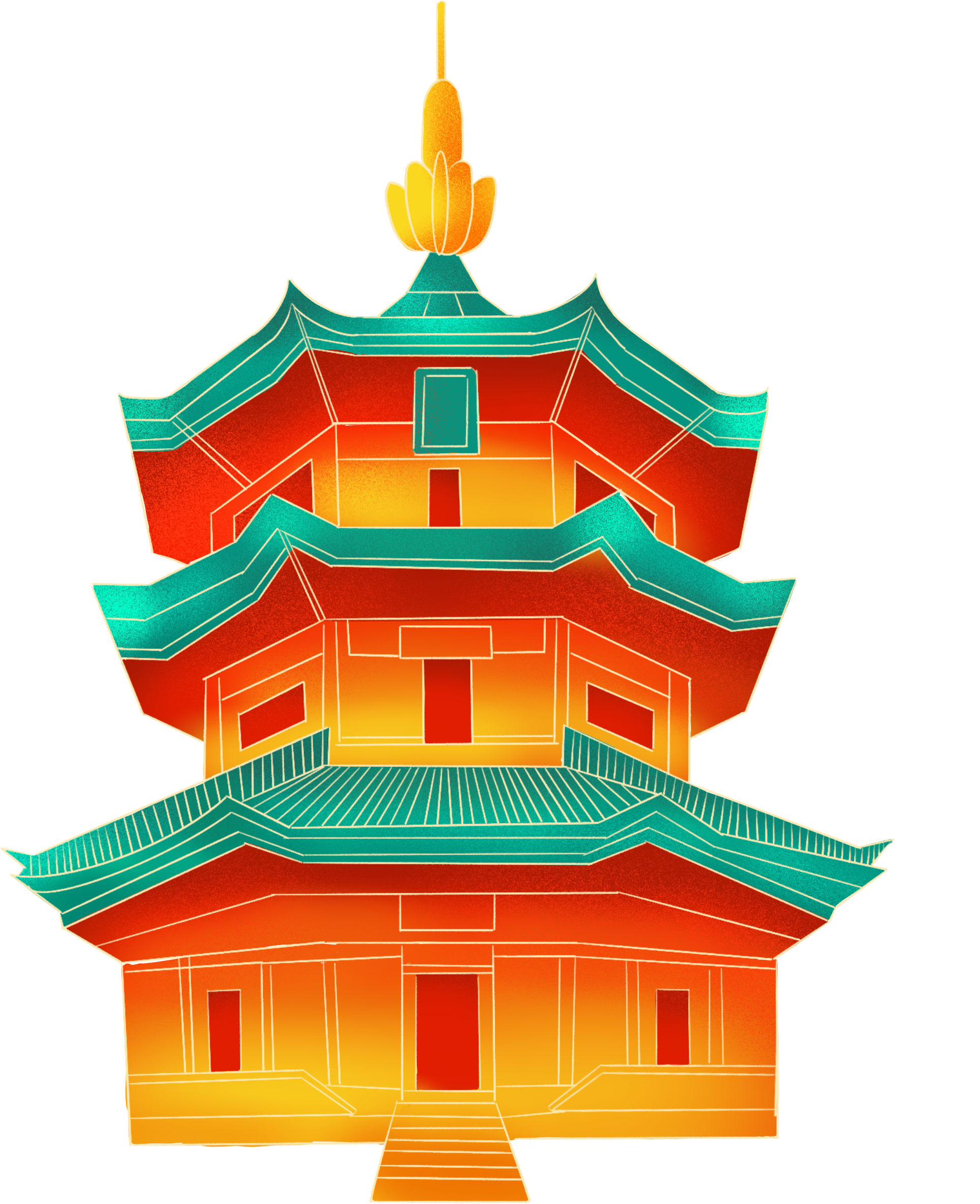 Guochao-style ancient tower architecture