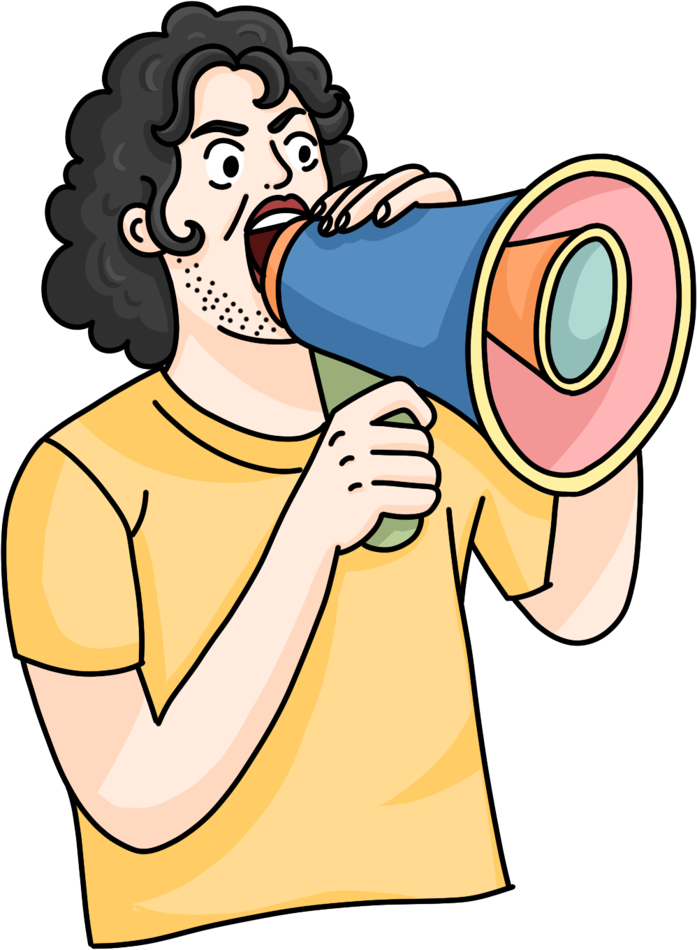 Hand-drawn illustration recruitment character/trumpet