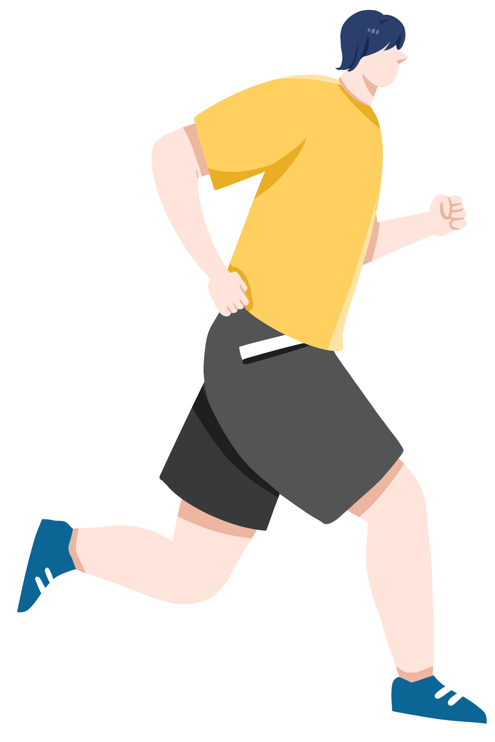 Hand-drawn illustration of a running boy