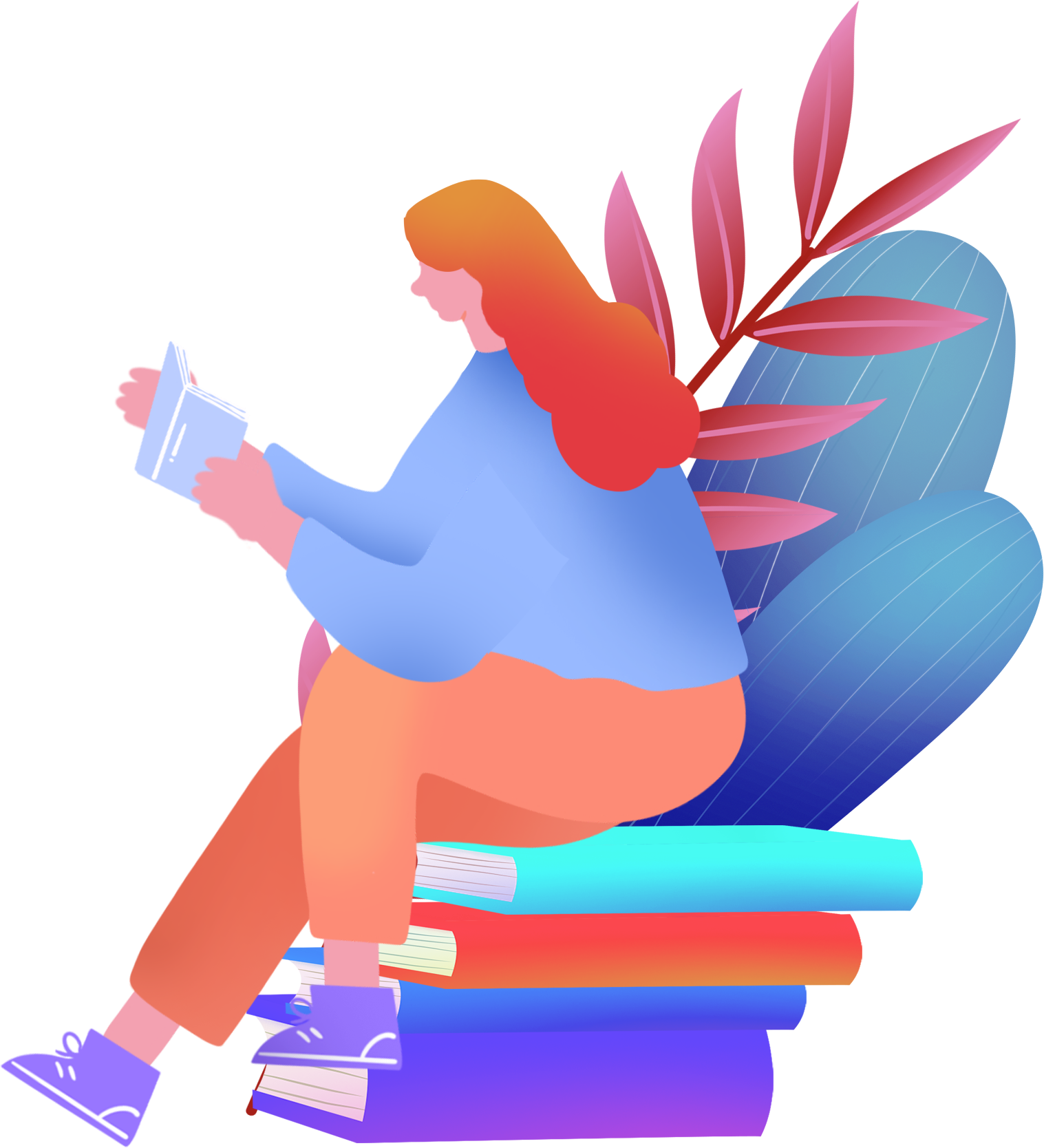 Hand-drawn illustration learning girl