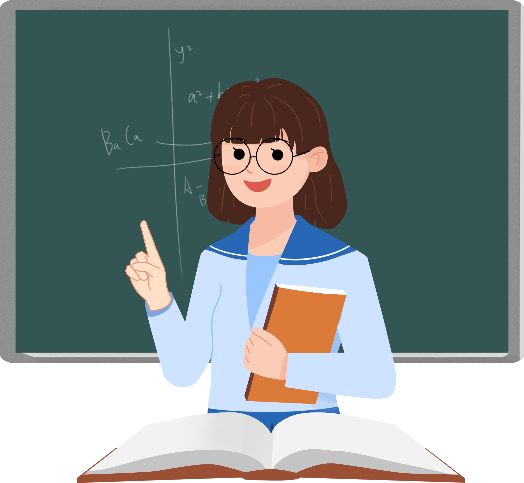 The female teacher giving a lecture