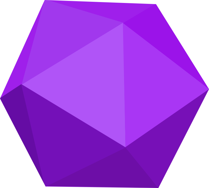 Purple three-dimensional shape