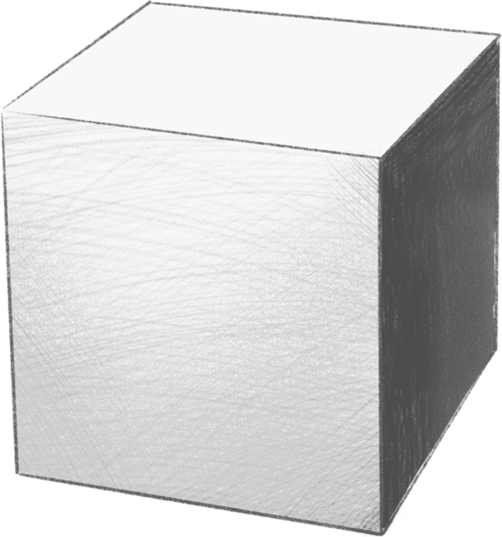 Hand-drawn sketch of a cube