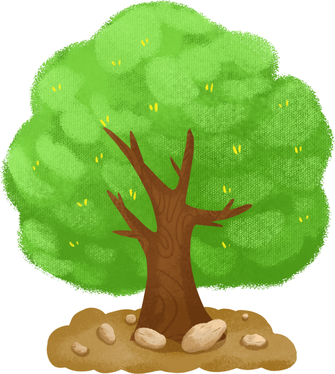 Summer Cartoon Hand-drawn Green Trees