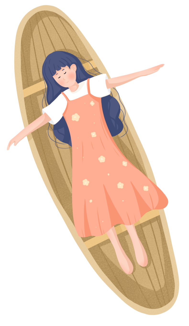The girl lying on the boat