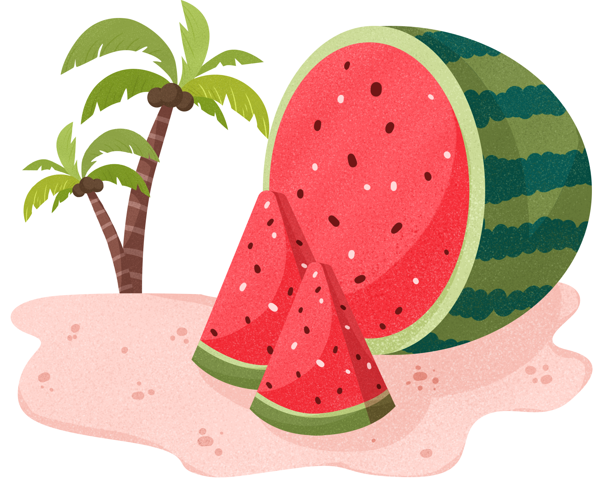 Watermelon Coconut Tree Image