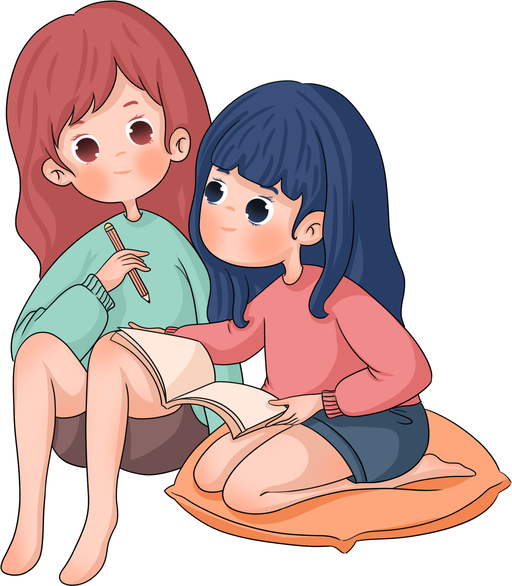 Picture of two girls studying