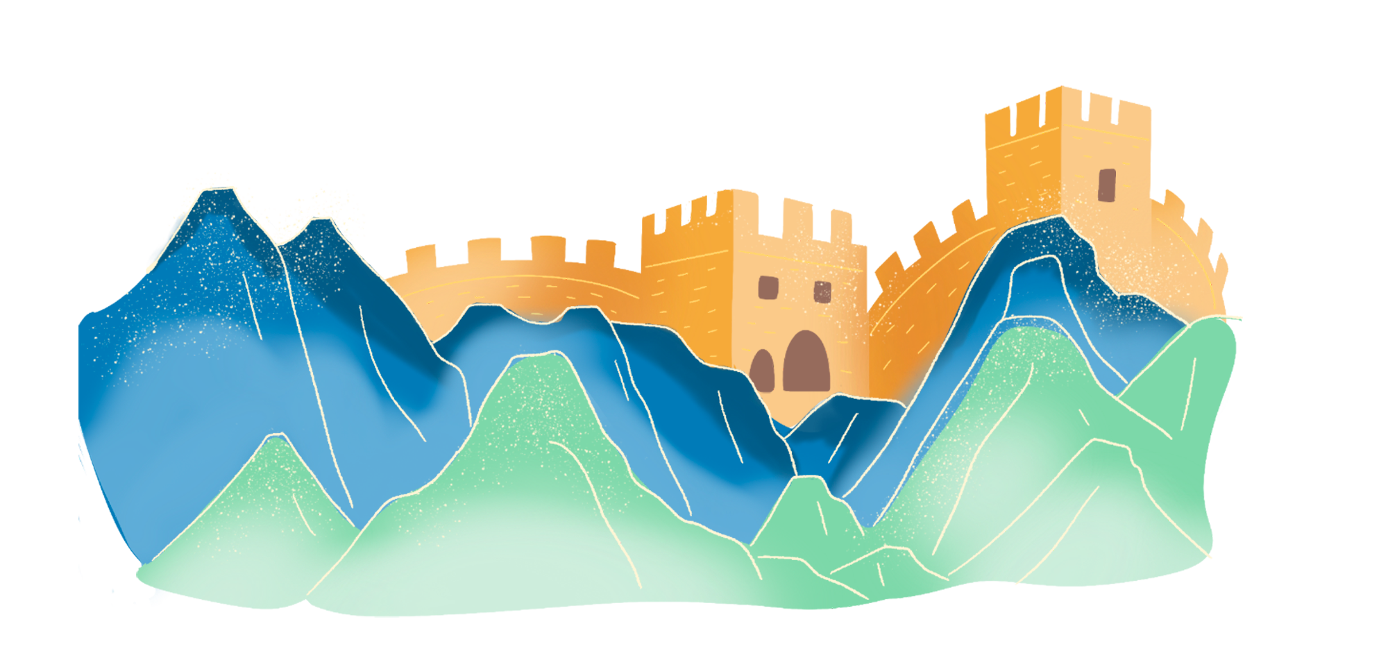 Pictures of mountains and the Great Wall