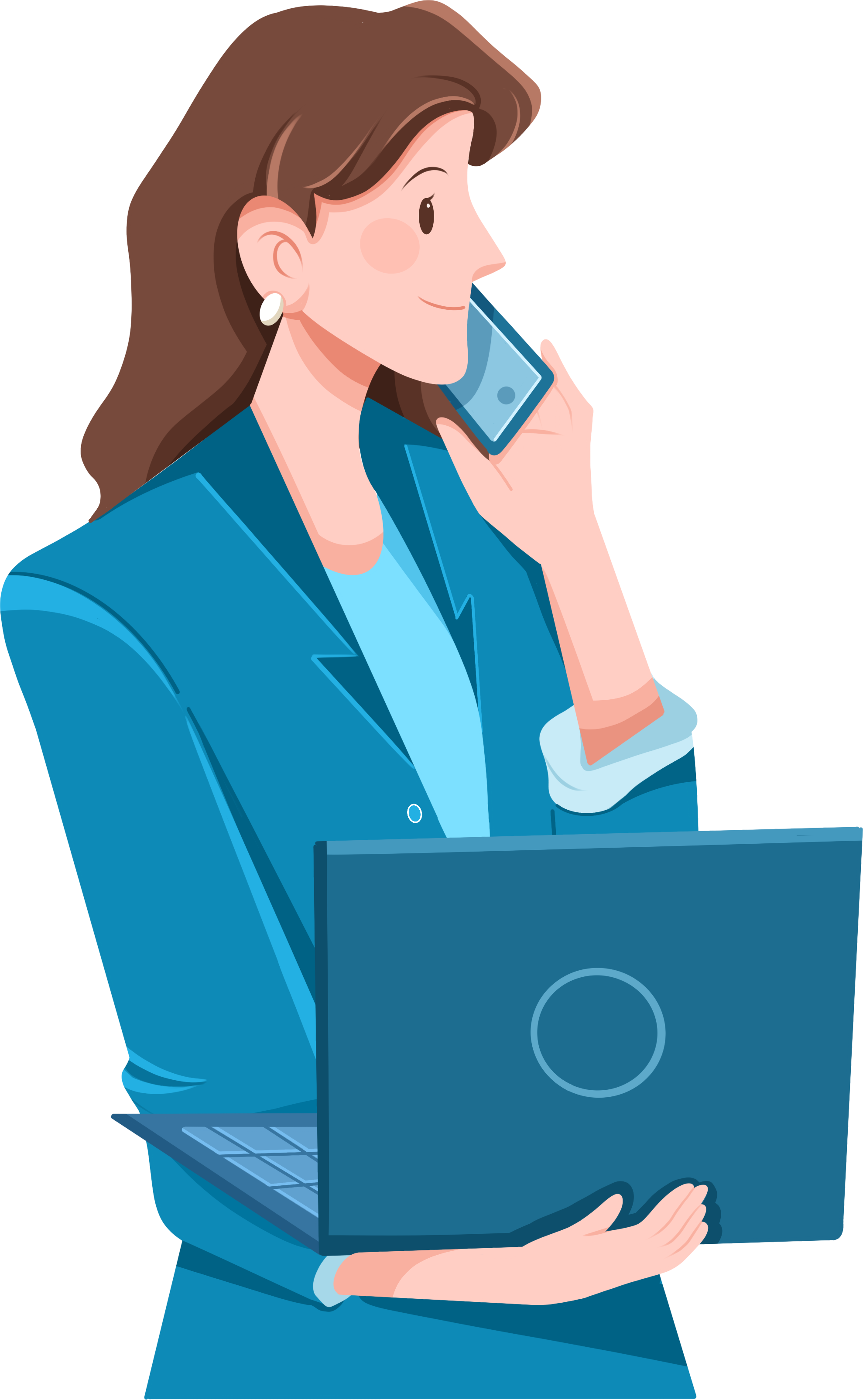 Image of a girl answering the phone in an office