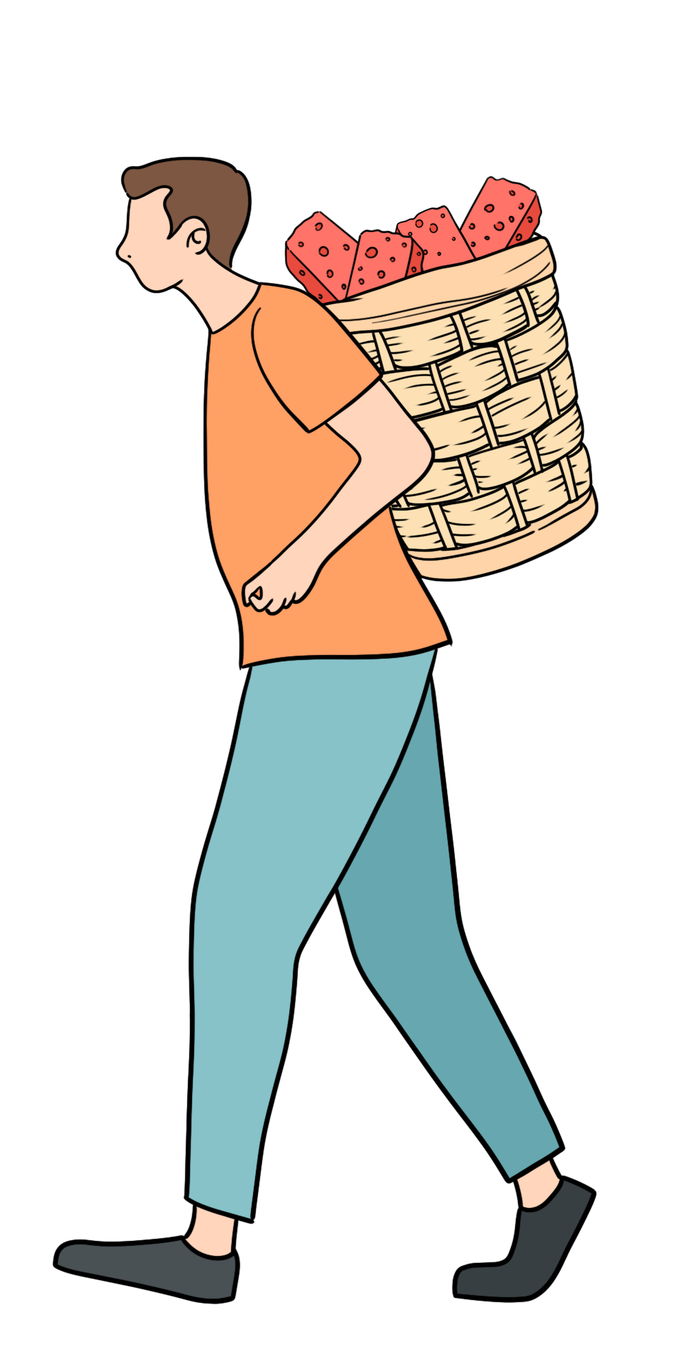 Image of a person carrying bricks