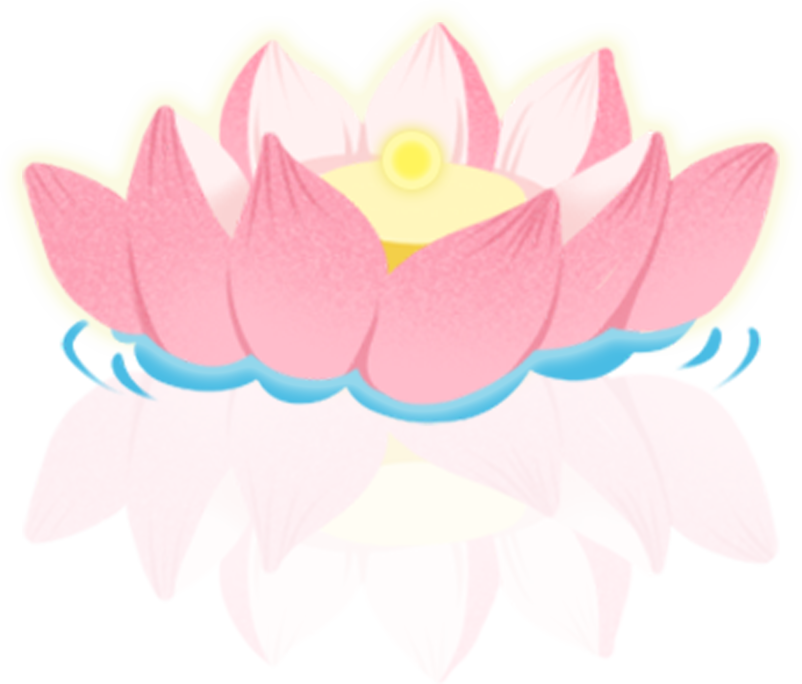 Image of lotus flowers reflected in water