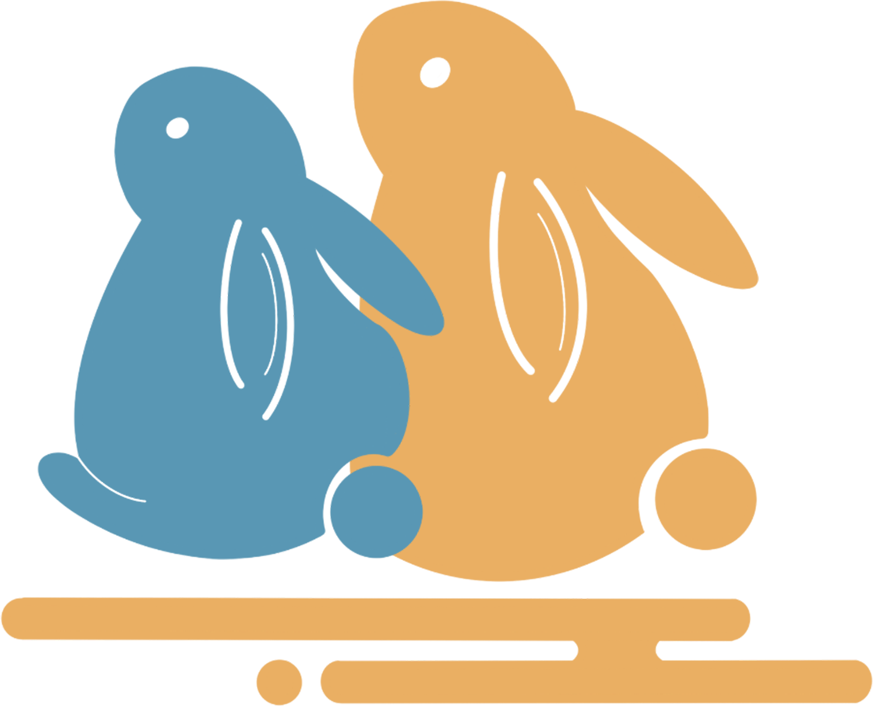 Silhouette images of two rabbits