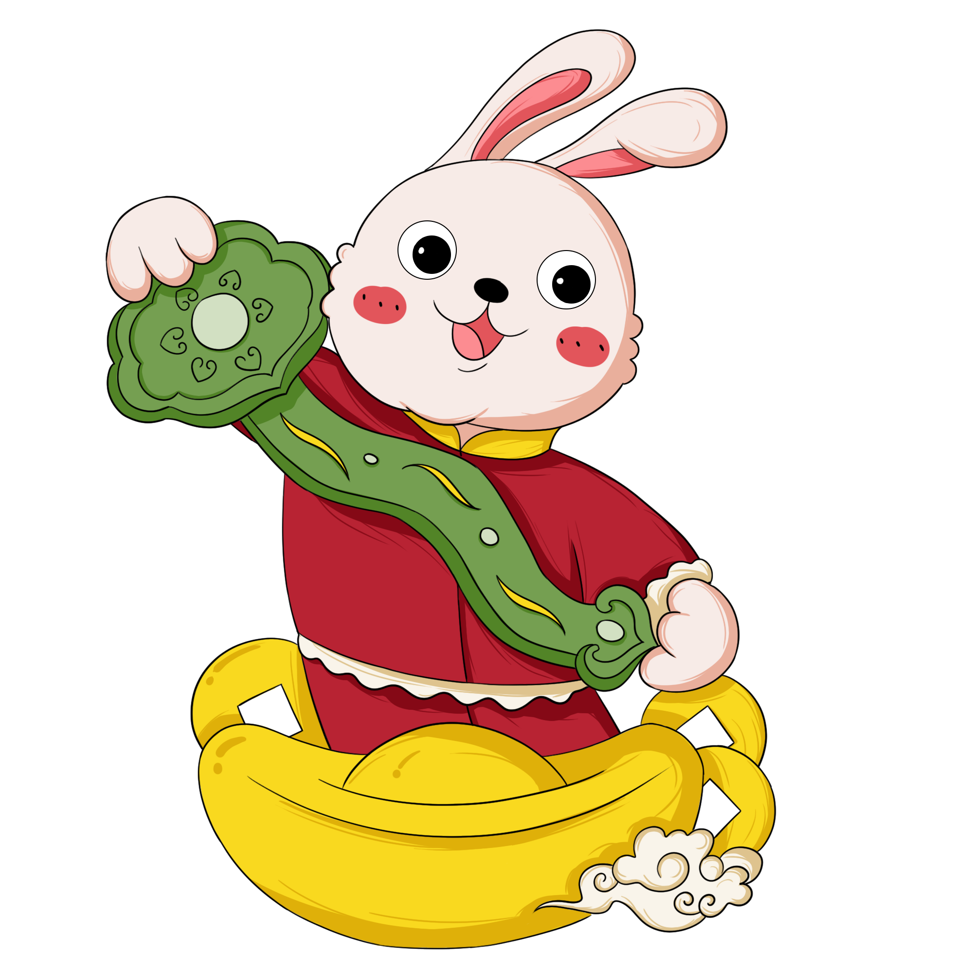 Cute rabbit ingot image for the Year of the Rabbit to attract wealth