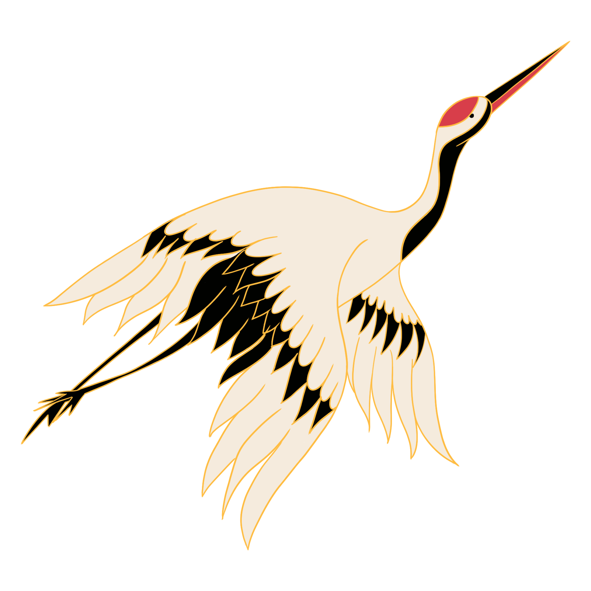 Guochao Hand-painted Chinese Style Red-crowned Crane