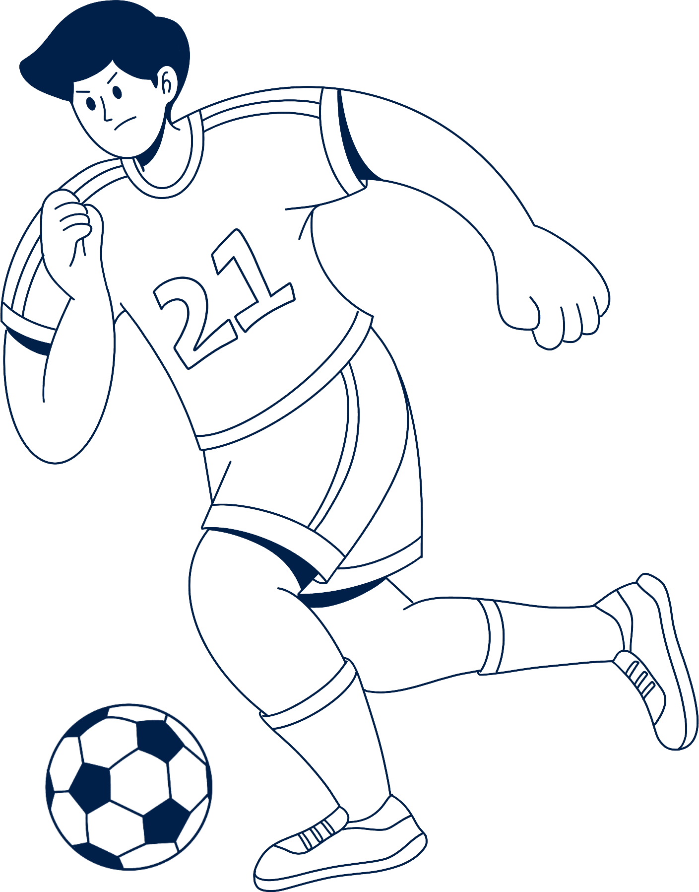 Cartoon character kicking a soccer ball
