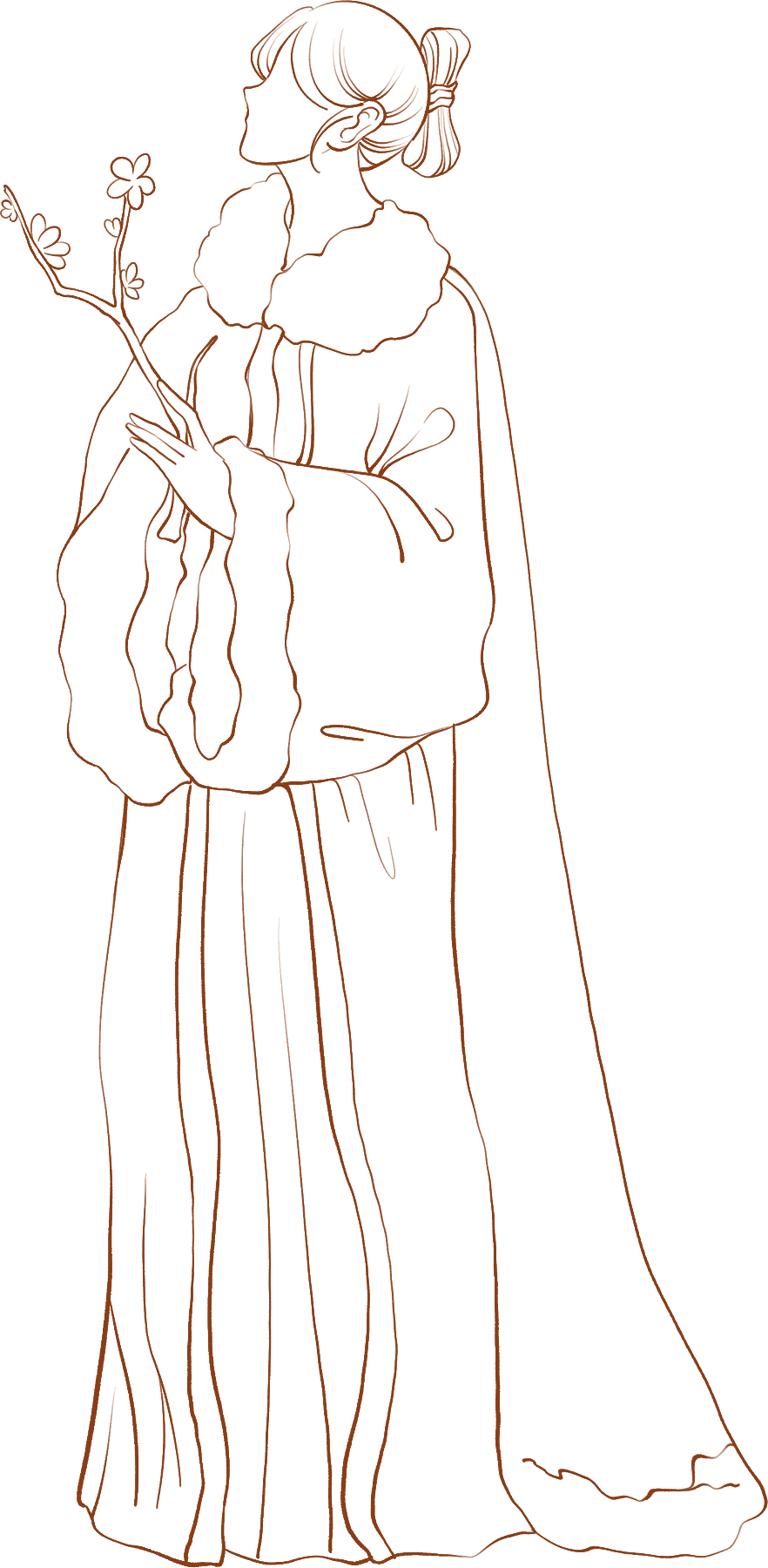 Ancient costume girl lines winter