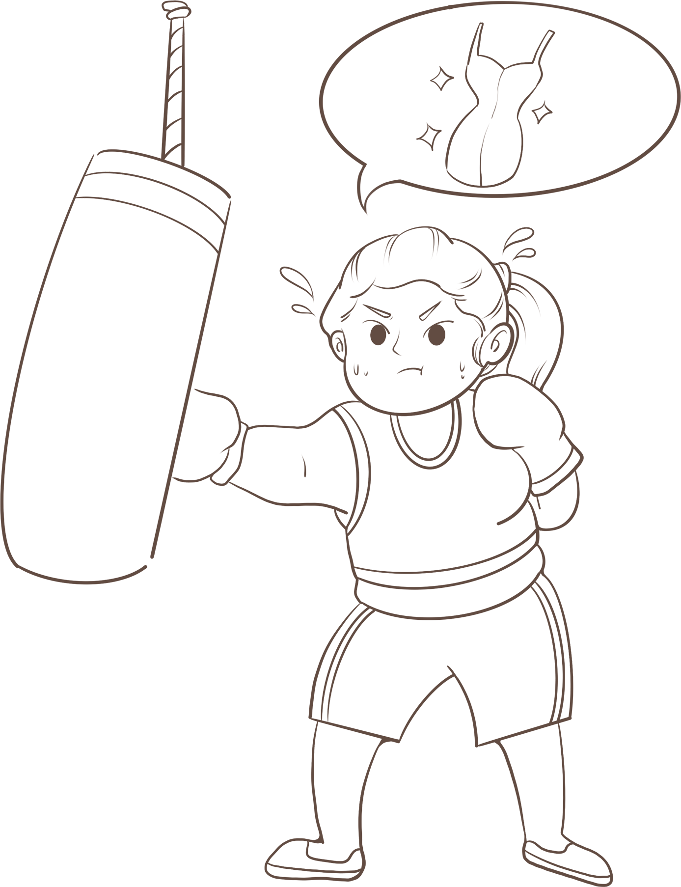 Boy boxing line drawing