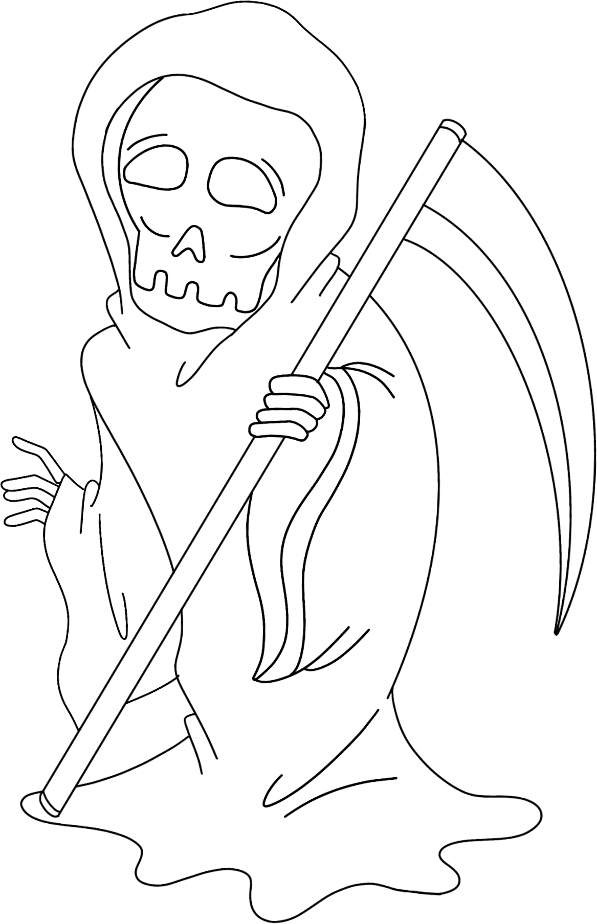 Death's Skeleton Scythe Line Art