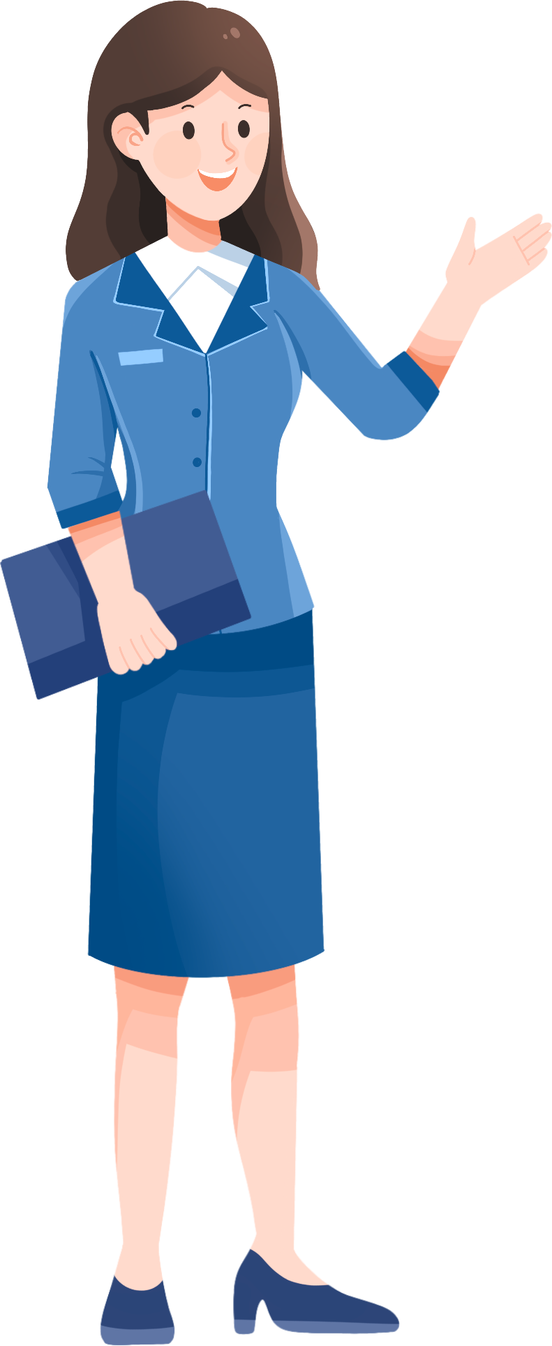 Blue suit business office female speaking image