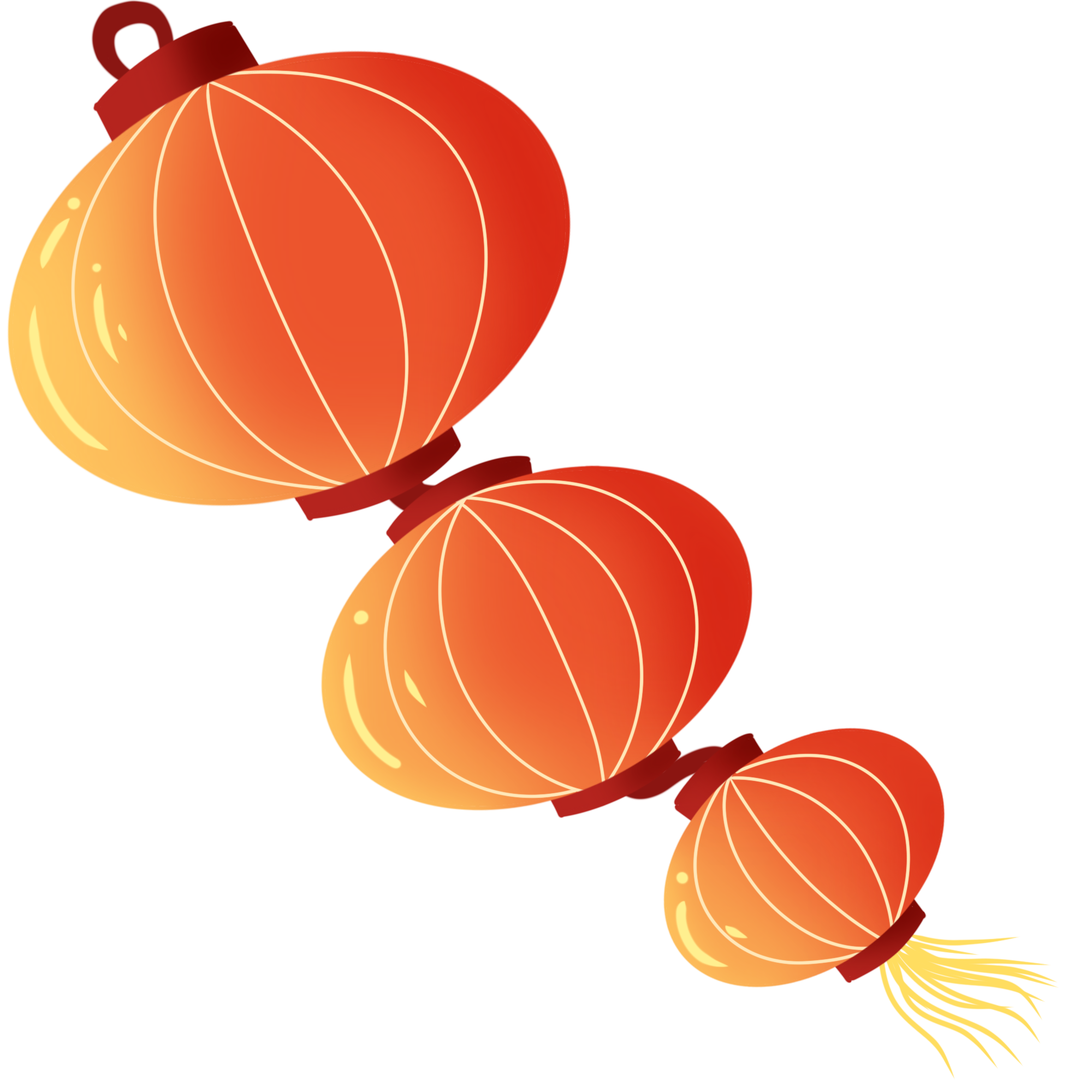 Three red festive lantern images
