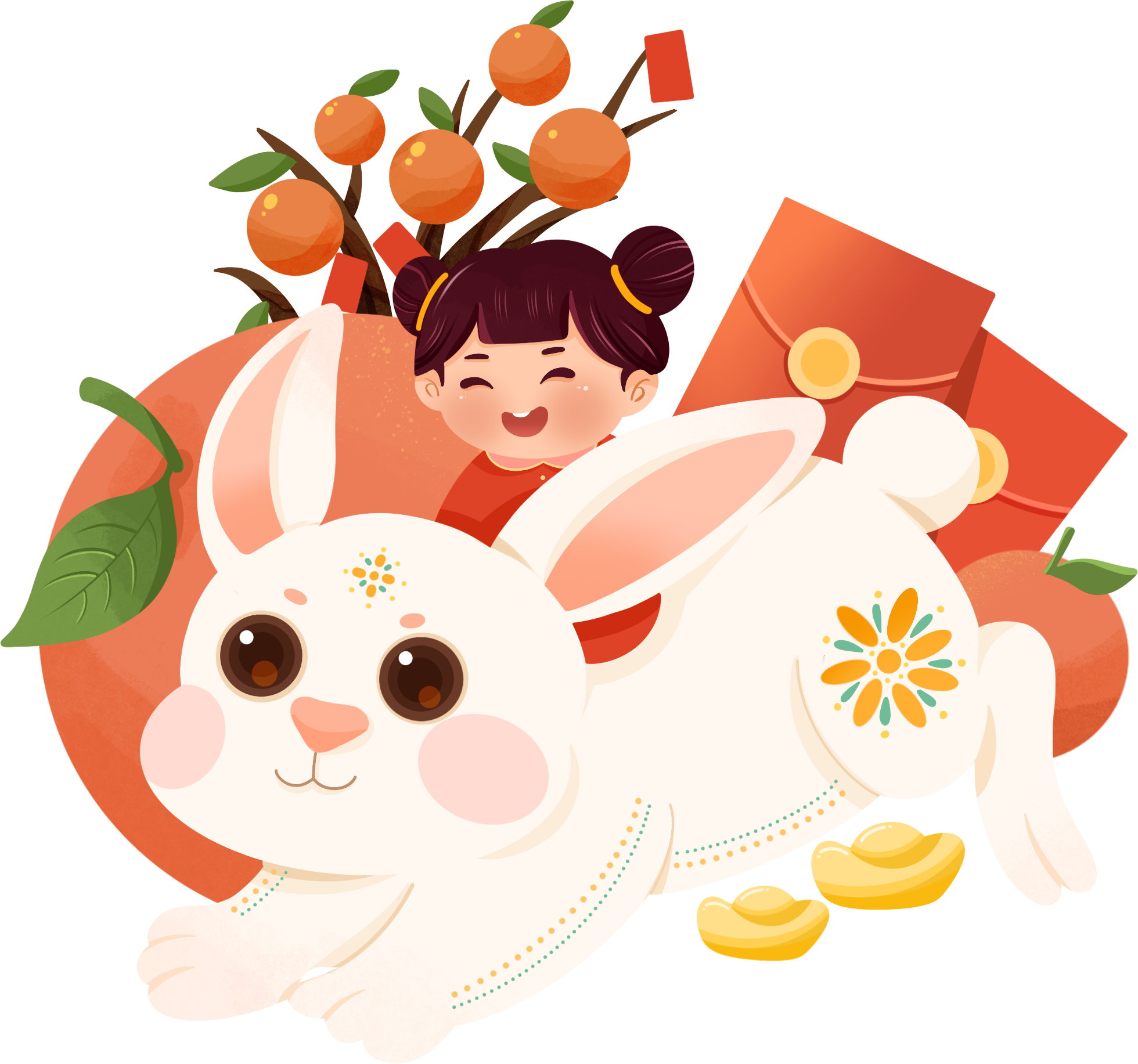 Orange Rabbit Girl Doll Image