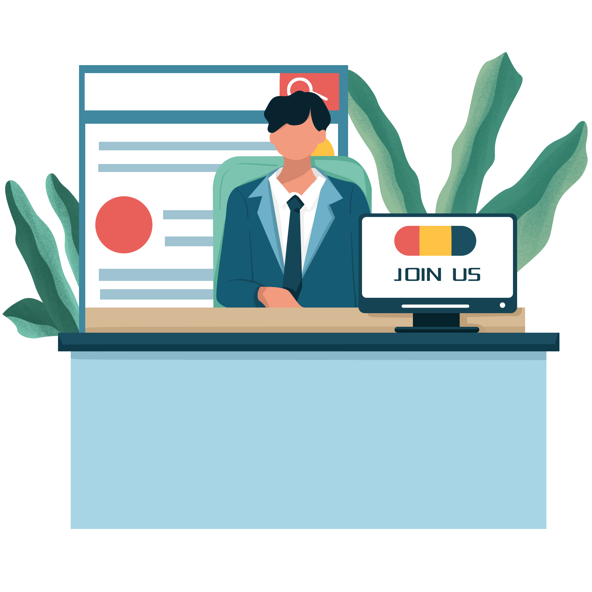 Cartoon images for talent recruitment interviews