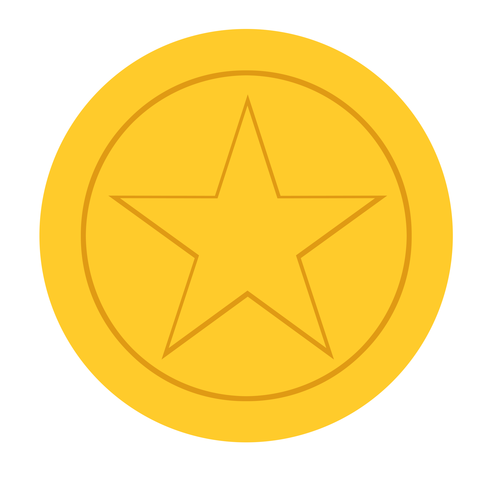 Brownish-yellow round star badge image