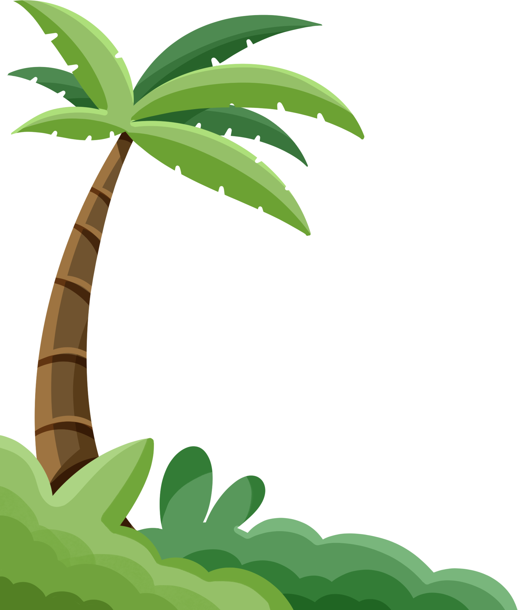 Vibrant coconut tree in a tropical grassland image