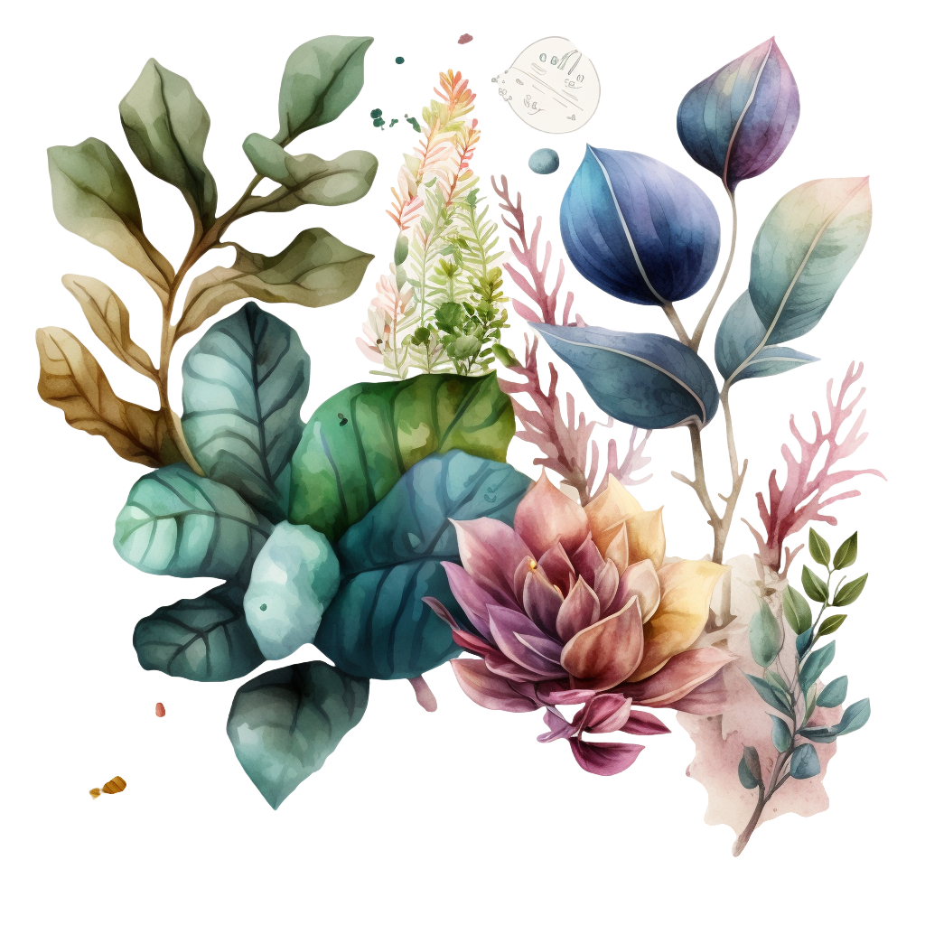 High-definition PNG material of plant element watercolor illustration