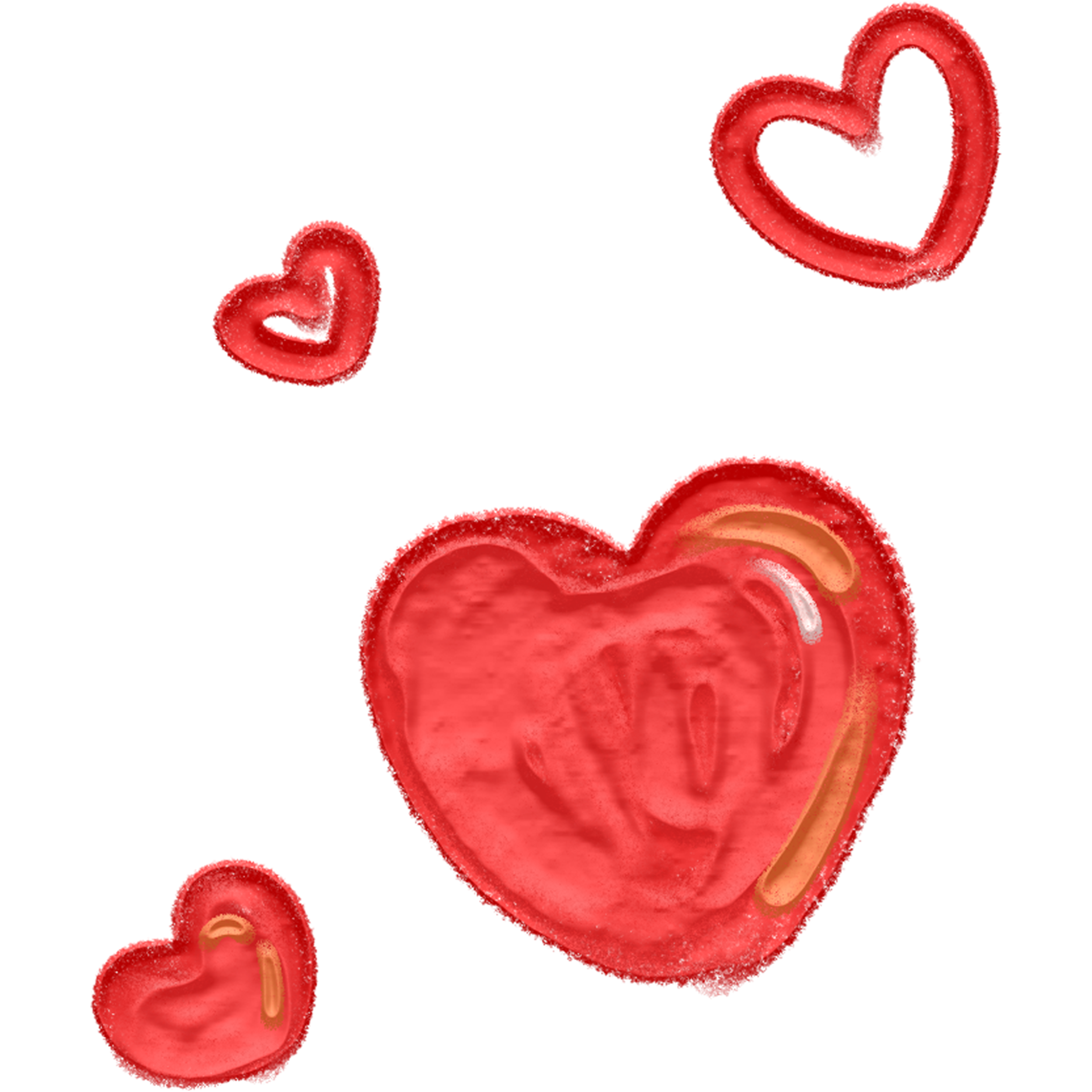 Oil pastel hand-painted red heart image