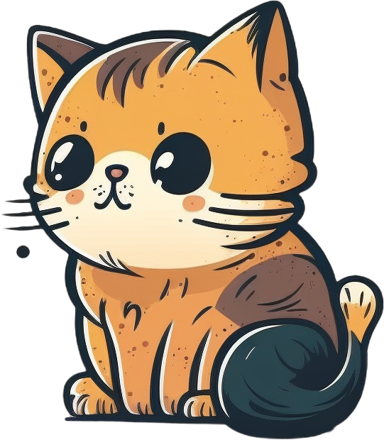 Cute cat flat cartoon logo design