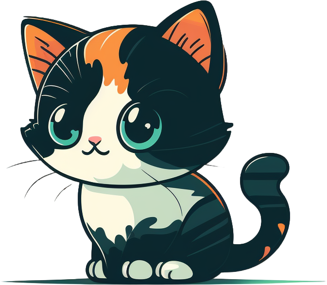 Cute Cat Cartoon Logo Design
