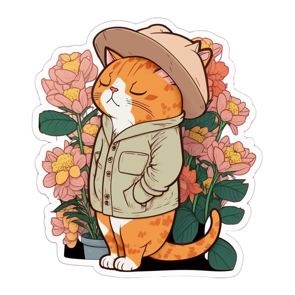 Cute Bengal Tabby Cat Digital Cartoon Sticker