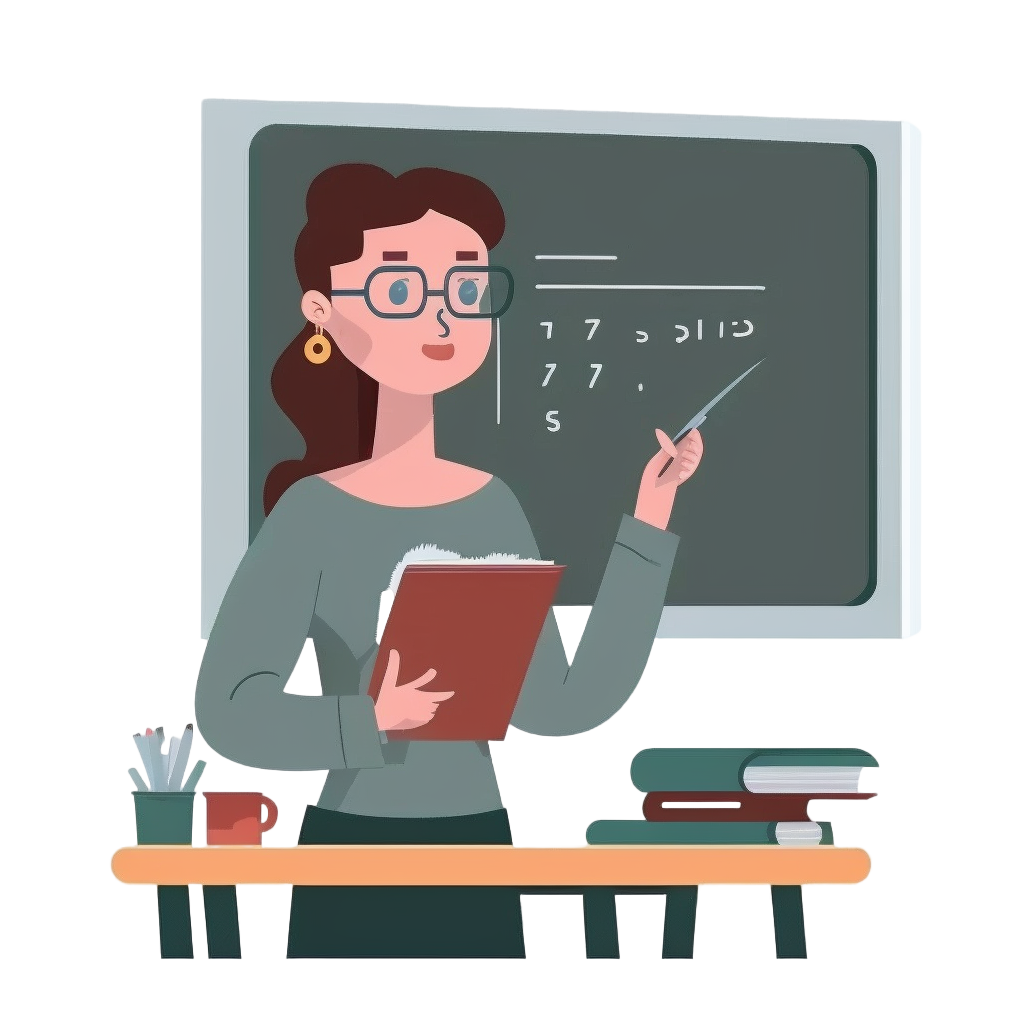 The female teacher is teaching illustration design in front of the blackboard.