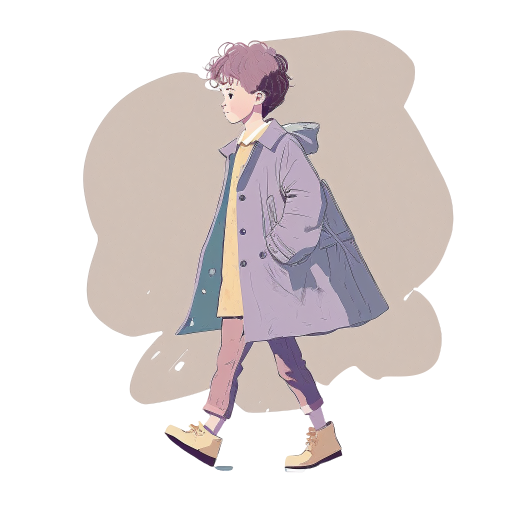 Illustration design of a little boy with a transparent background