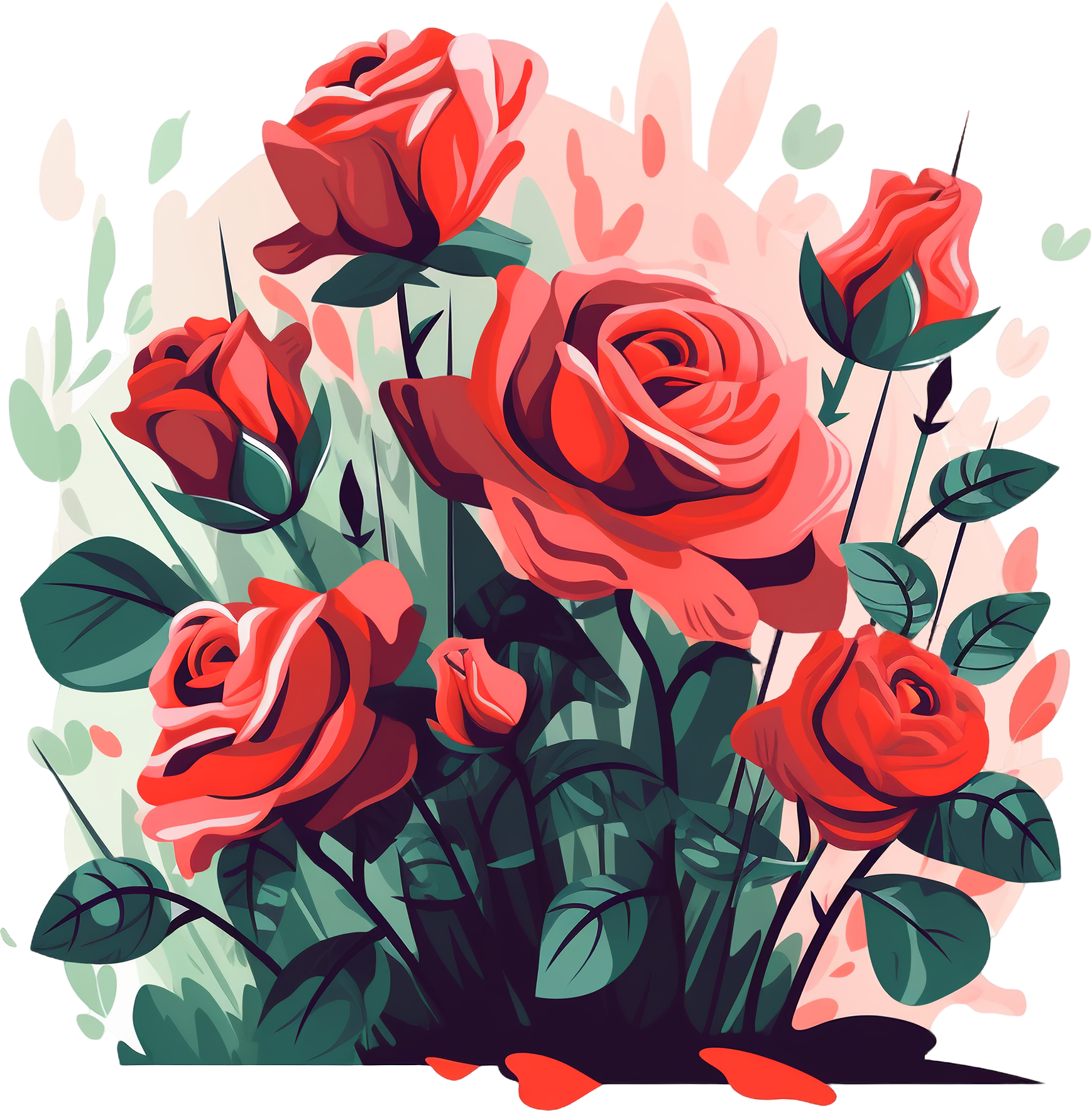 Flat illustration UI design material of rose flowers on a white background