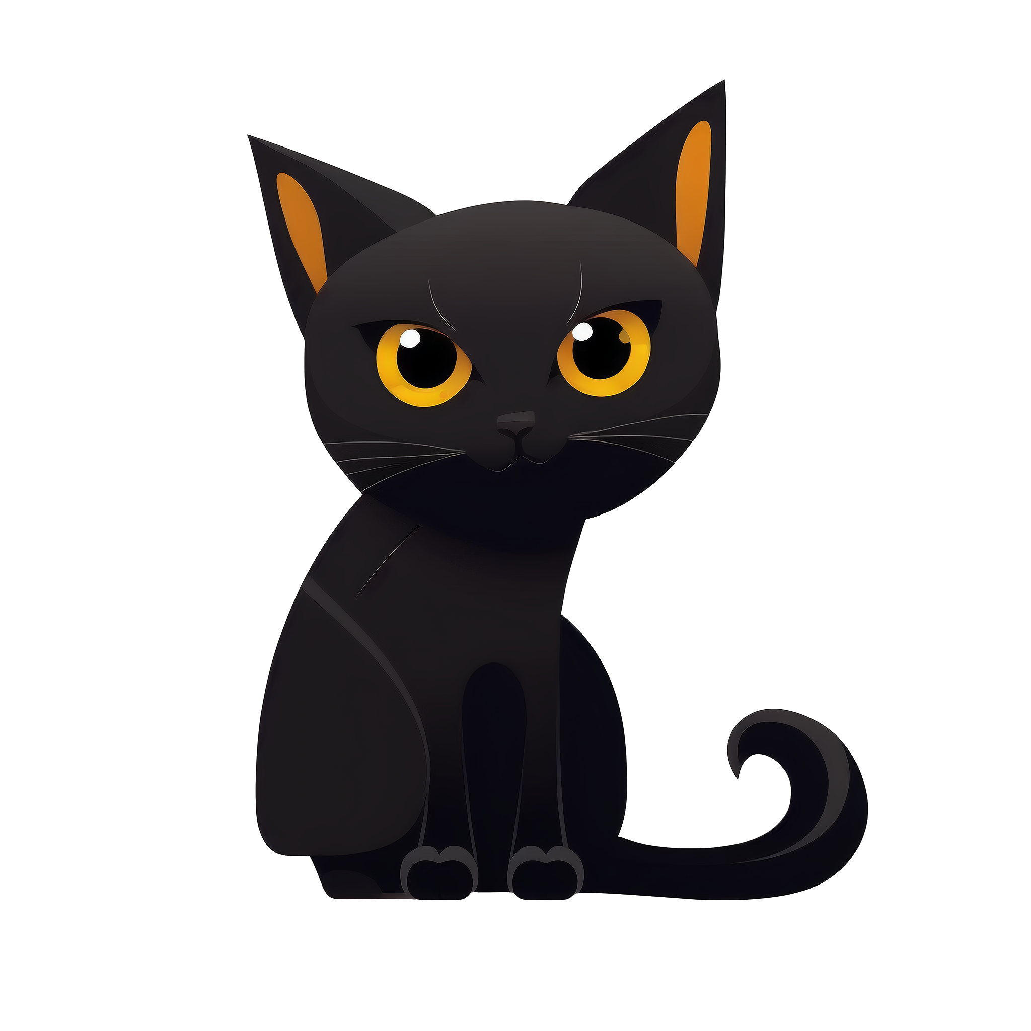 Simple and cute black cat PNG high-definition graphic material