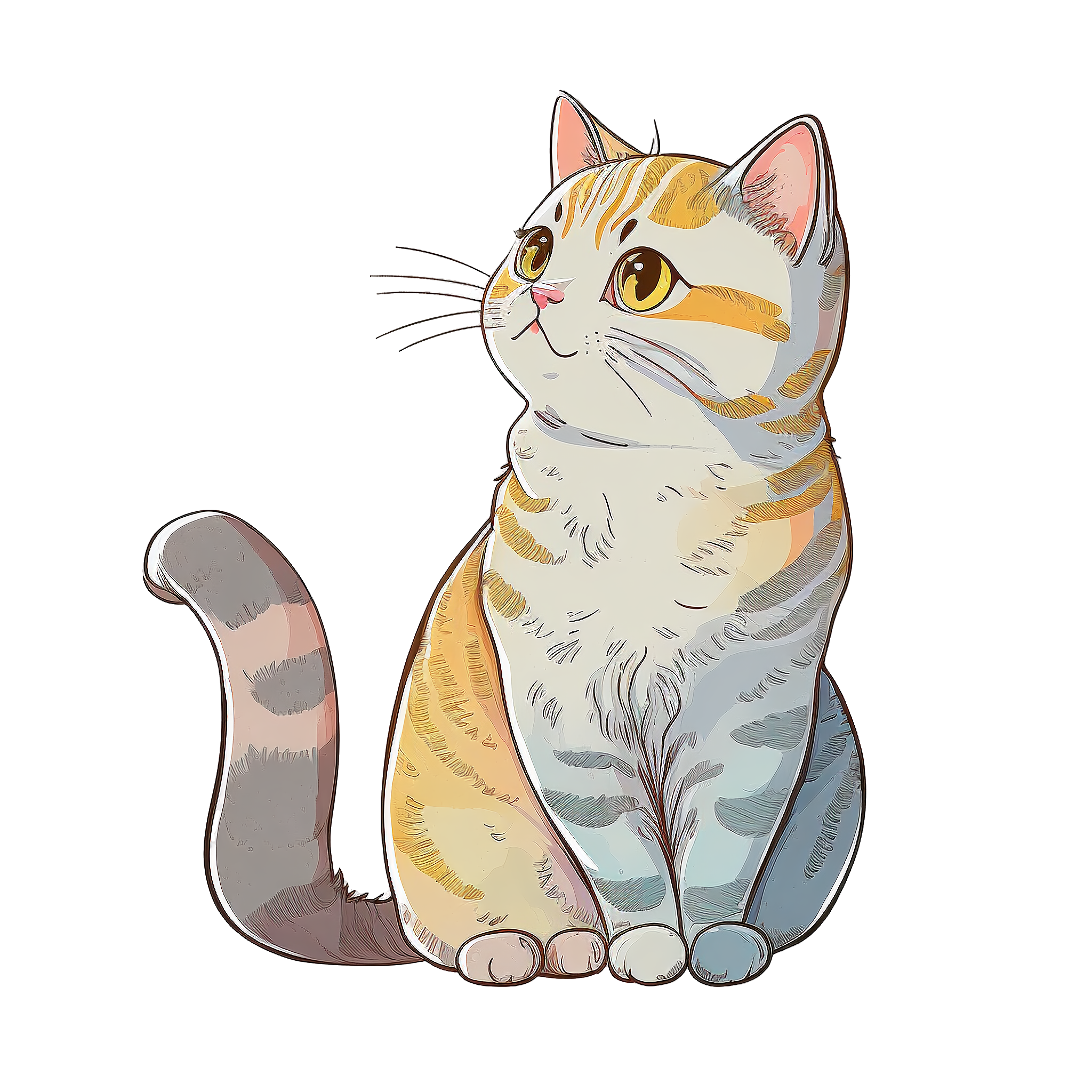 Cute and friendly hand-drawn Dona cat PNG graphic material