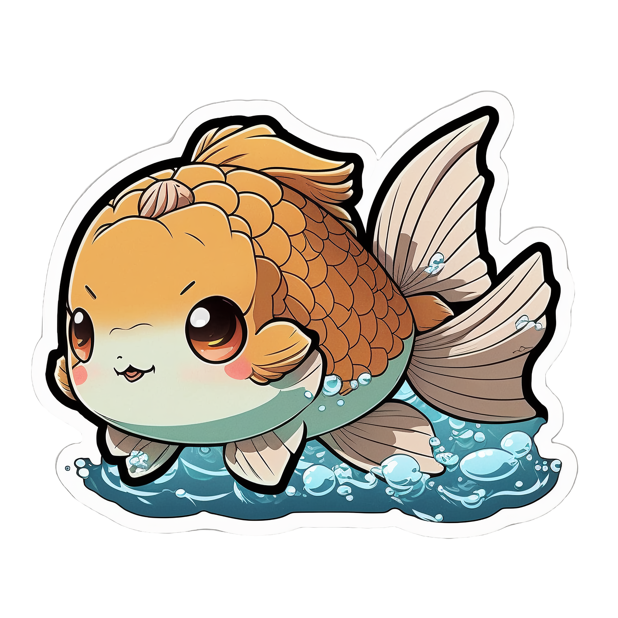 Cartoon style cute koi fish sticker