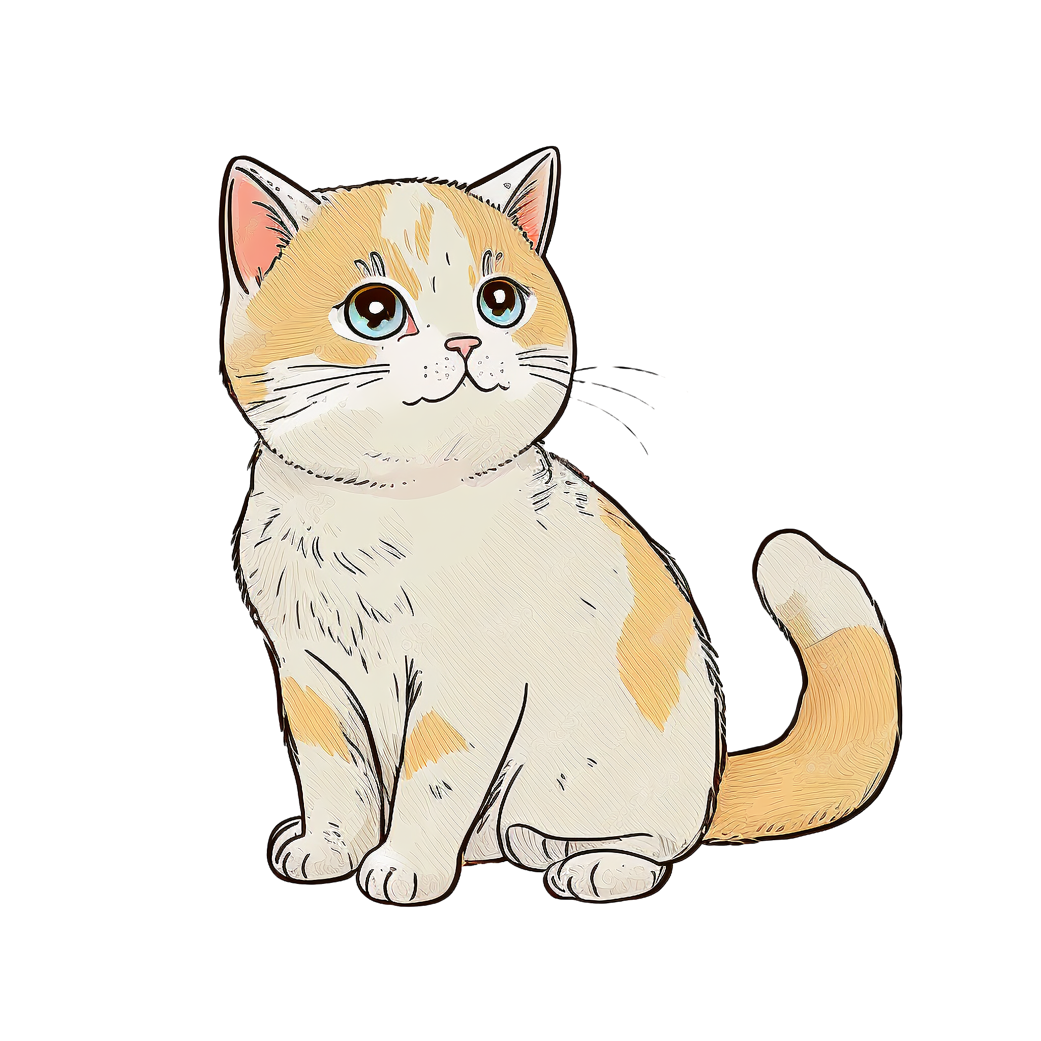Cute and friendly hand-drawn Dona cat PNG graphic material