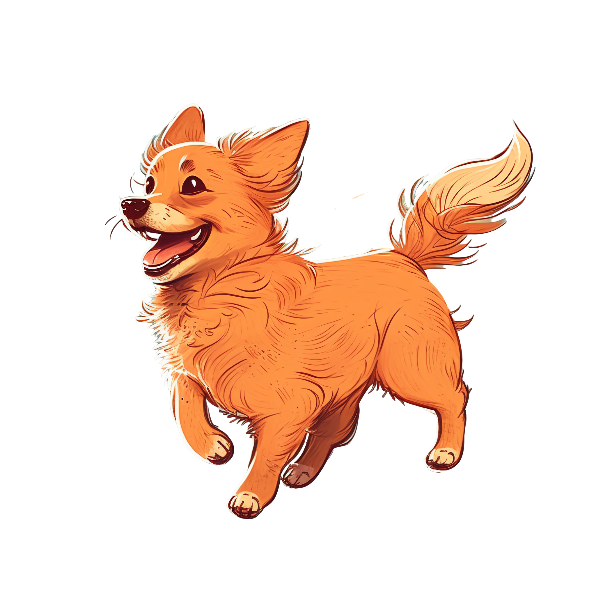 Ultra-realistic cute dog wagging tail PNG graphic material