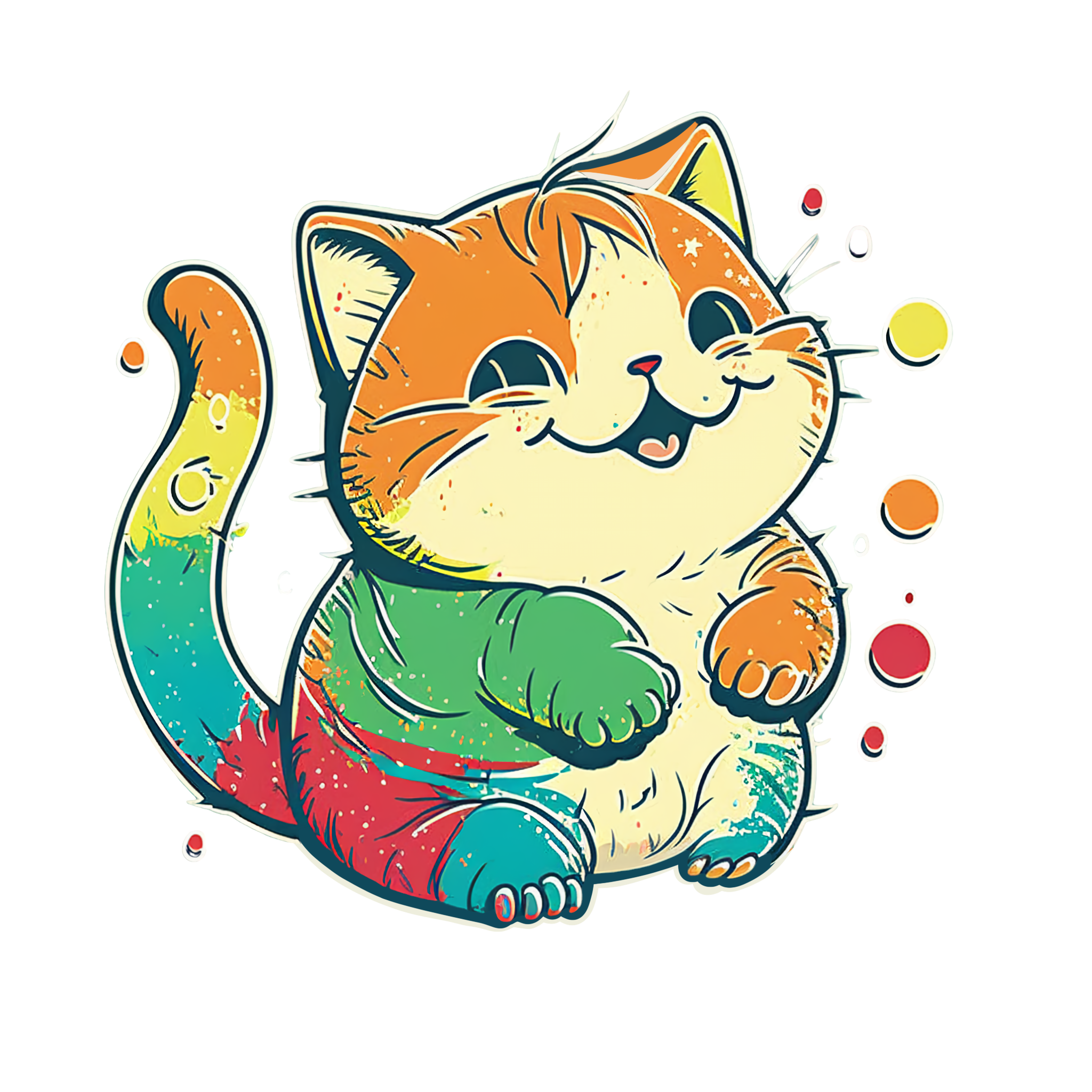 Cute cartoon cat illustration PNG graphic material