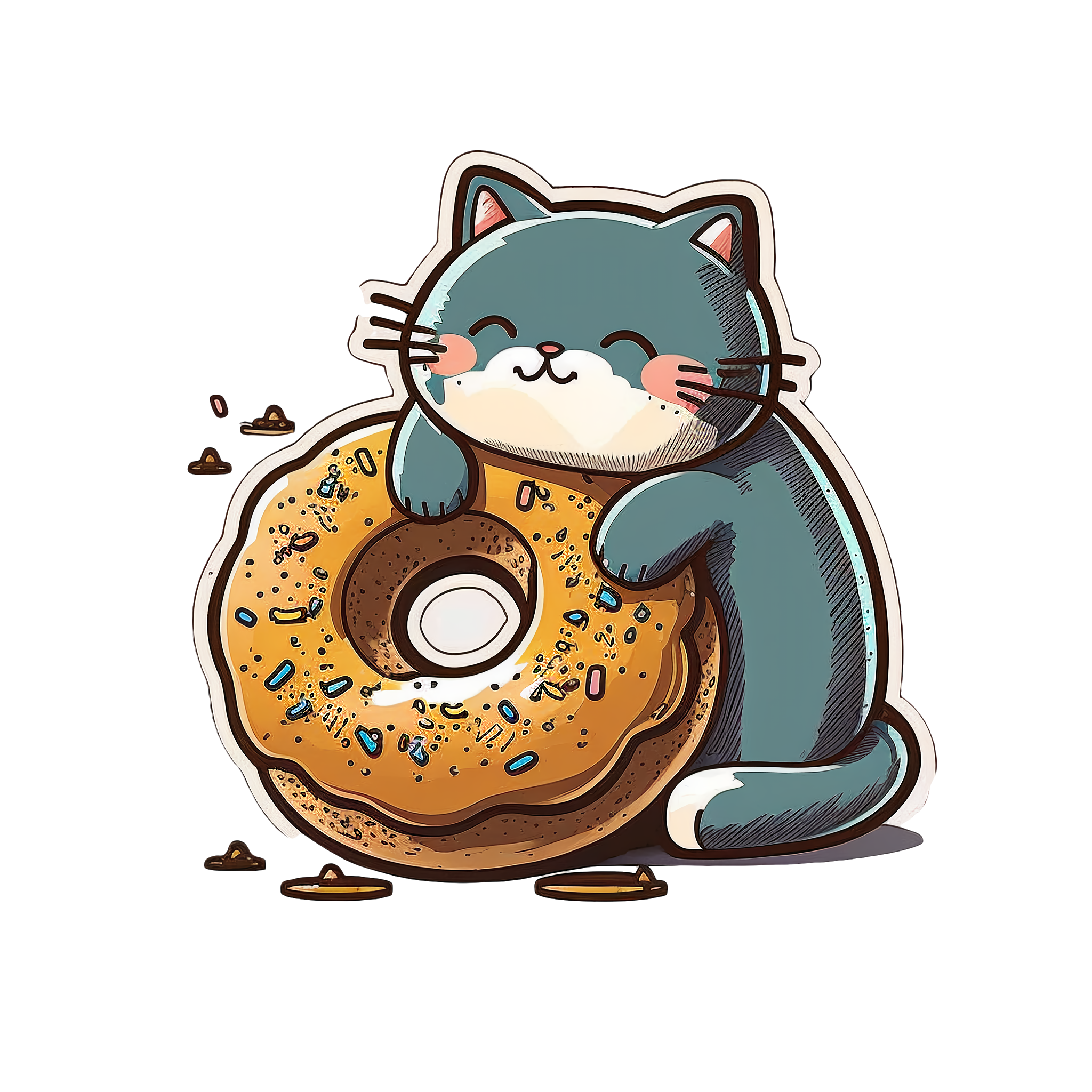 Cute and friendly hand-drawn cat PNG graphic material